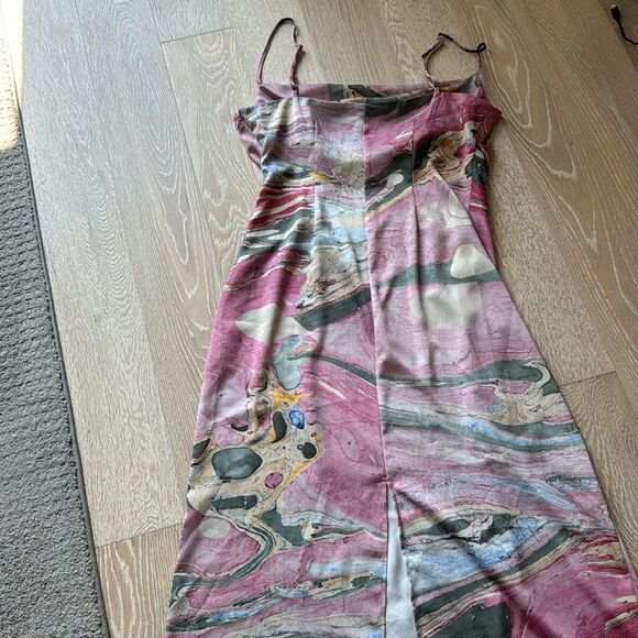 Urban Outfitters Trinity Cowl Neck Midi Dress Marble Pink SzL - Picture 13 of 15